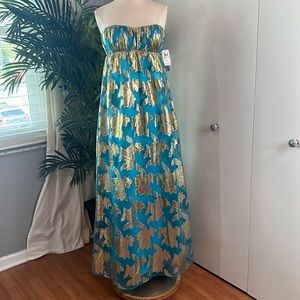 Agua dress size 6 turquoise and gold stunning!